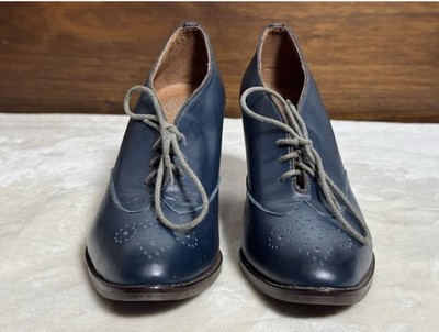 Jeffrey Campbell Handmade Ibiza Last Lace Up Blue Heeled Oxford Shoe - Size 7