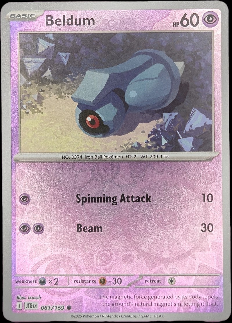 Beldum 061/159 Reverse Holo Journey Together Pokemon TCG NM