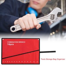 14 Pocket Canvas Spanner Wrench Storage Bag Tool Roll Up Organizer Pouch Case UK