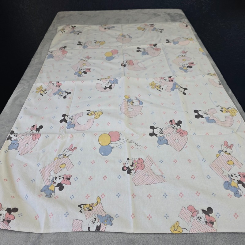 VINTAGE Disney Mickey Minnie Baby Blanket ABC 1984 Made In USA 80s VGC 37” x 25”