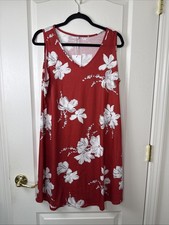 Aokosor NWT Womens Rust Floral Swing Dress Size L Sleeveless Boho Midi