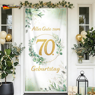 70 Geburtstag Banner Eukalyptus Gold Dekoration für Wand Tür Fotohintergrund