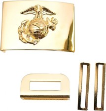 Marine Corps 24K Gold Plated Emblem Dress Belt Buckle Military Issued -Veteran