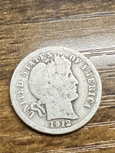 1912 Barber Silver Dime US Coin Actual Dimes Save Good Shape