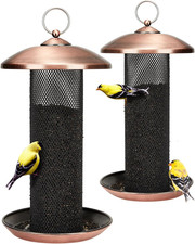 Finch Feeders for Outdoors Hanging, Metal Mesh Tube Bird Feeder for Nyjer/Thi..