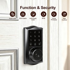 Smart Deadbolt Lock,Voice Prompt, Touchscreen Keyless Door Lock,App control