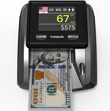 Detector de billetes falsos con pantalla digital de 3", función de suma del valo