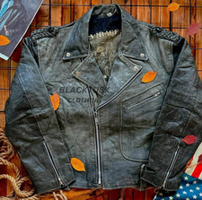 Vintage Distressed Leather Motorcycle Jacket Classic Biker Style