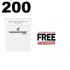 200 CheckOutStore Cardstock Clear Sheet Protector Storage Pockets No Flap 1-3 D