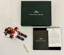 Michael Aram Skiing Santa Ornament NIB - One Ski Pole Is Broken But Is Fixable