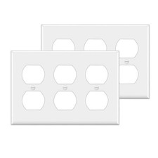 2 Pack 3-Gang Duplex Receptacle Outlet Wall Plate, Standard Size