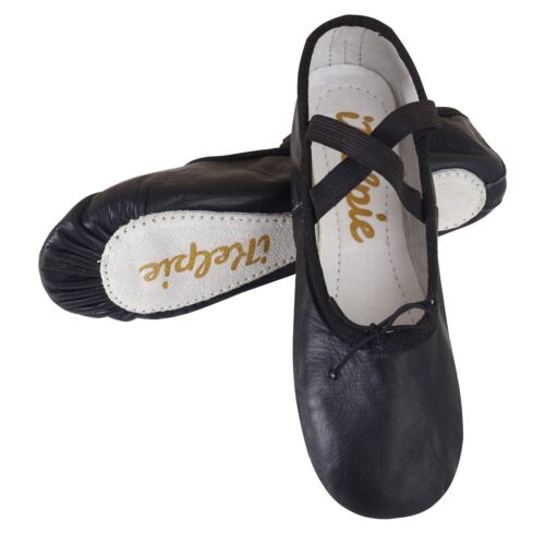 Scarpe da ballo Criss Cross suola intera in pelle balletto adulti bambini scarpe a punta Regno Unito - Foto 9 di 15