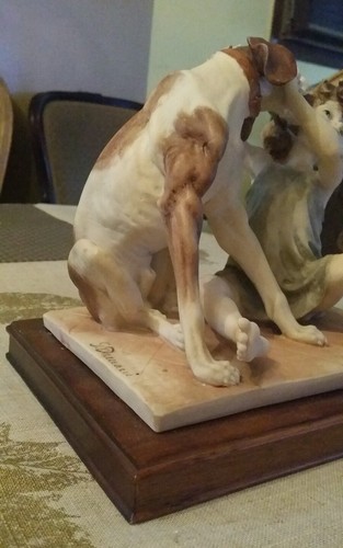 VINTAGE G. ARMANI CHILD AND DOG SCULPTURE FIGURINE MADE IN ITALY - Picture 2 of 6