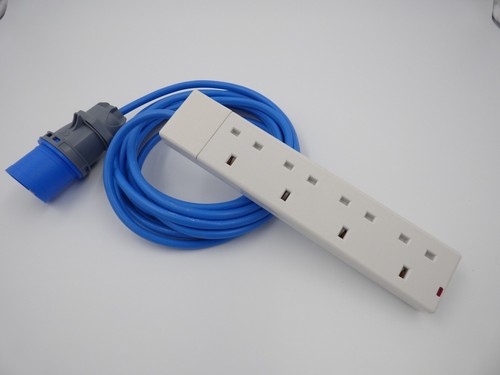 5MTR Caravan Anschluss Adapter Camping/Wohnwagen/Wohnmobil16AMP STECKER/4-FACH EXT BLAU - Bild 2 von 5