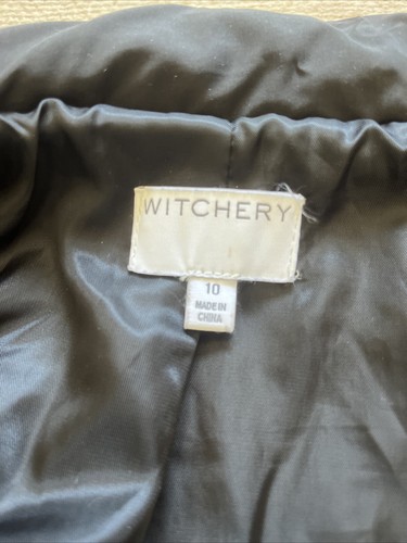 Witchery Puffer Jacket Womens Size 10 Black Long Sleeve Contoured Fitted Comfort - Picture 7 of 9