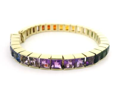 14k Gold Vivid Genuine Gradient Multicolor Square Step