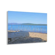 Beautiful Lake Shore Water with Mountain Scenery Acrylic Prints Wall Art