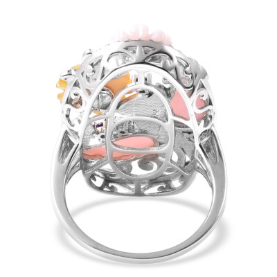 JARDIN COLLECTION Multi Color MOP & Gem Flowers Ring