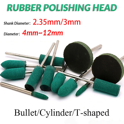 Rubber Polishing Head Abrasive Grinding Bit 2.35mm/3mm Shank For Dremel Rotary