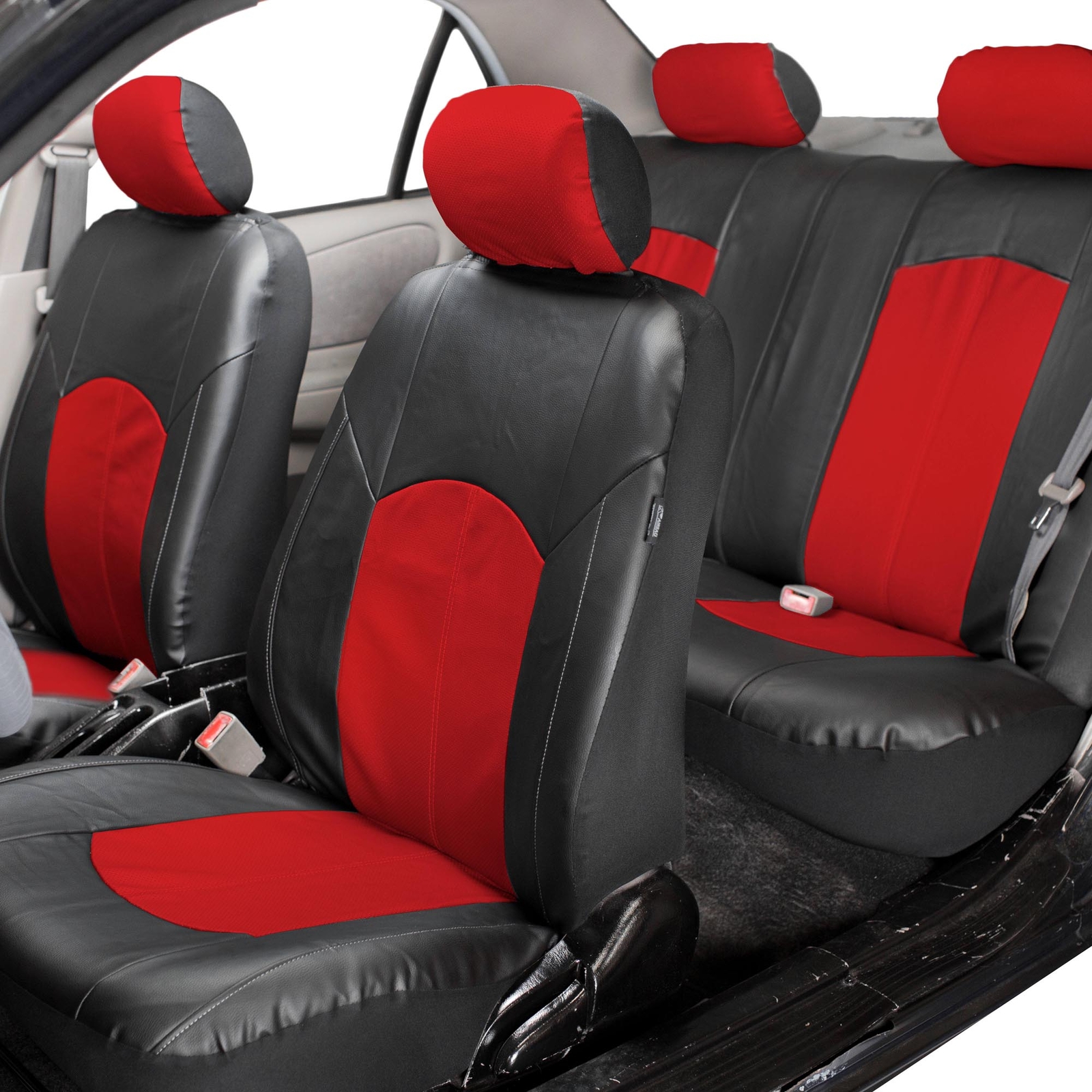 Deluxe FAUX Leather Car Seat Covers Sport Top Quality Red For Car SUV