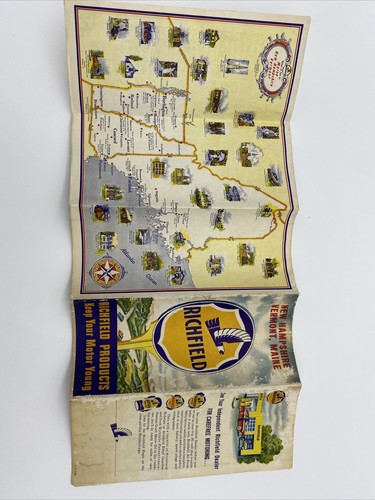 De colección. Estación de servicio petrolero Richfield 1957 mapa de viaje New Hampshire Vermont Maine - Imagen 3 de 12