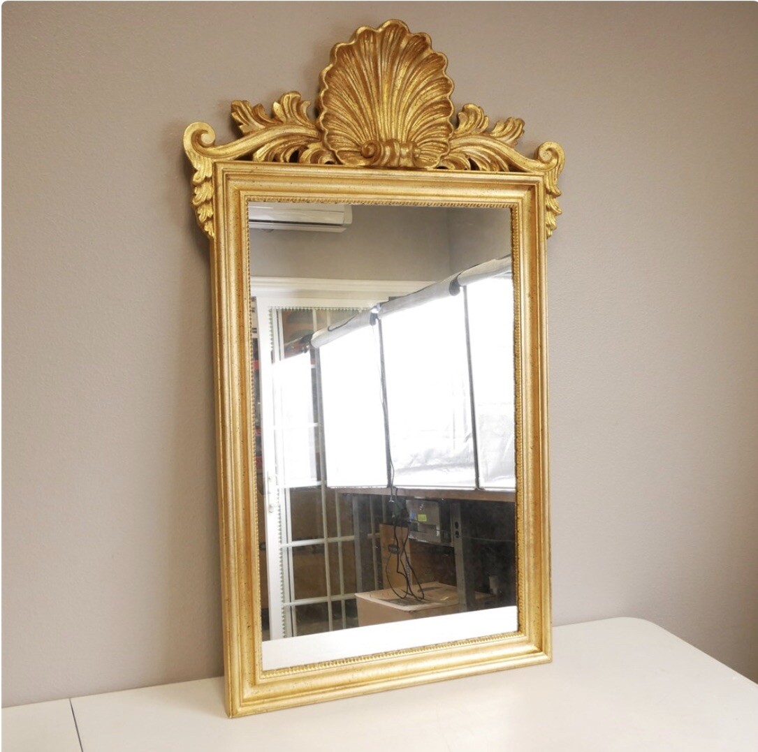 wall mirror / 昭和レトロ Ethan Allen Vintage Italian Hollywood Regency Giltwood Shell