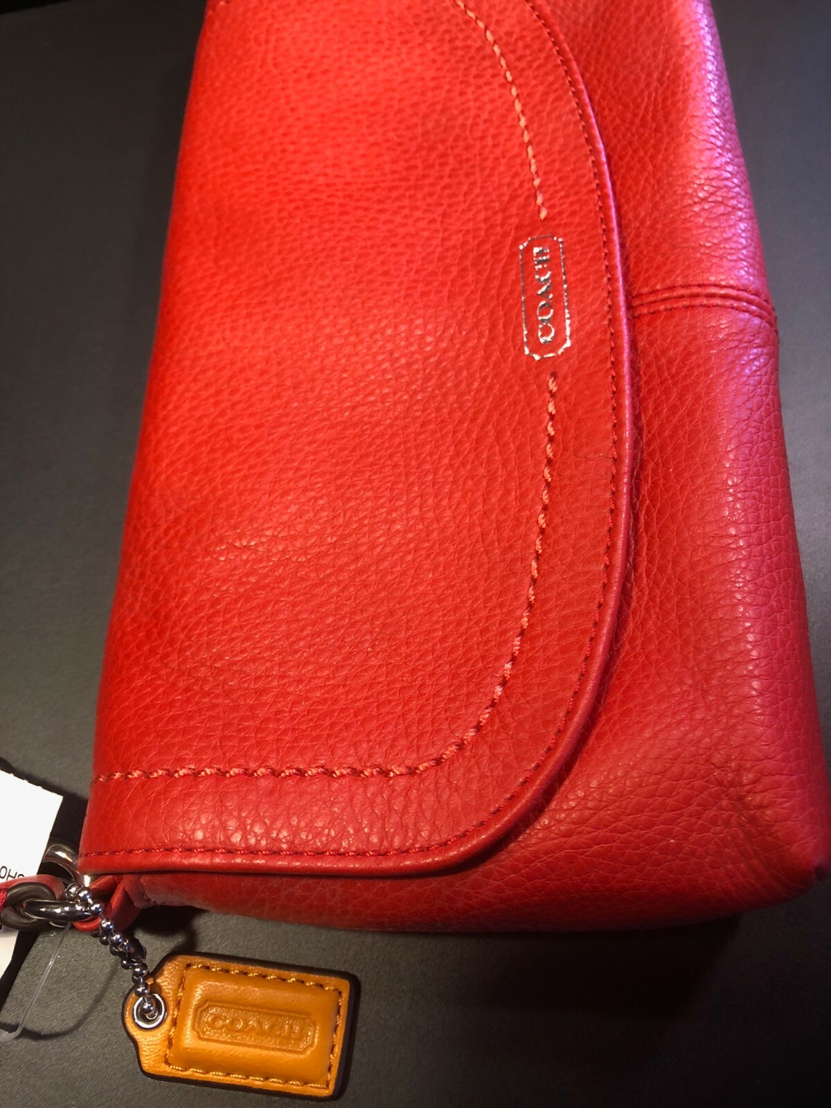 COACH F49177 PARK LEATHER LARGE FLAP WRISTLET RED NWT Size: 8.5 未来様 ウイッグオーダー 専用ページ
