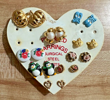 Vintage 1980s Little Girls Earrings 9 pair