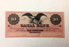 ~1860's $10 Canal Bank of New Orleans Louisiana - Black Eagle Note - SALE PRICE
