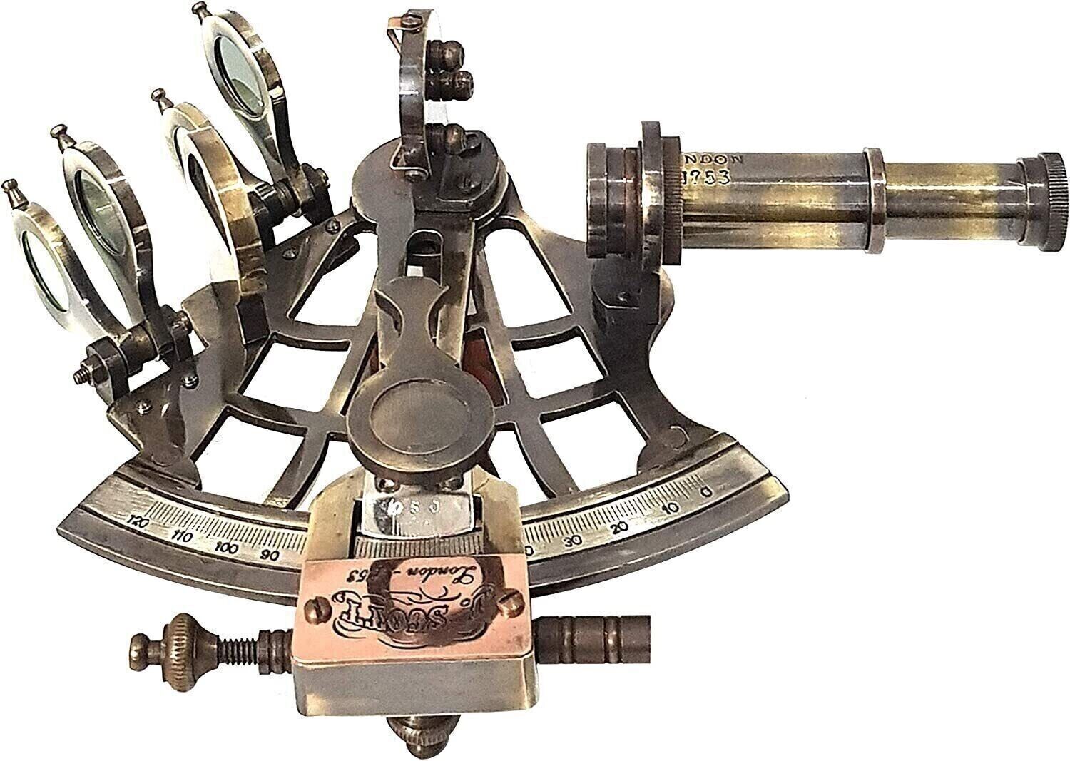 Vintage Brass Nautical Sextant J.Scott London Antique sextants with Box