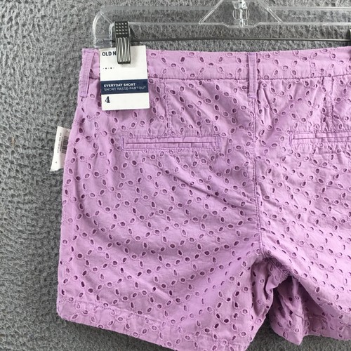Old Navy Everyday Chino Shorts Womens 4 (actual 32x5) Purple Eyelet Mid Rise NEW - Picture 12 of 20