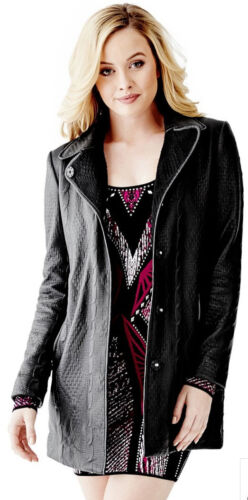 Giacca Trench Rivestita Yelena Nuova con etichette Guess $158 Nero S 4 5 - Foto 2 di 4