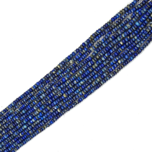Natural Lapis Lazuli Gemstone Beads Smooth Rondelle Shape 13 inch Strand 4 MM - Picture 4 of 5
