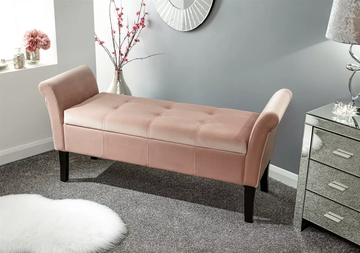OSBORNE UPHOLSTERED WINDOW OTTOMAN STORAGE BENCH FABRIC BLANKET