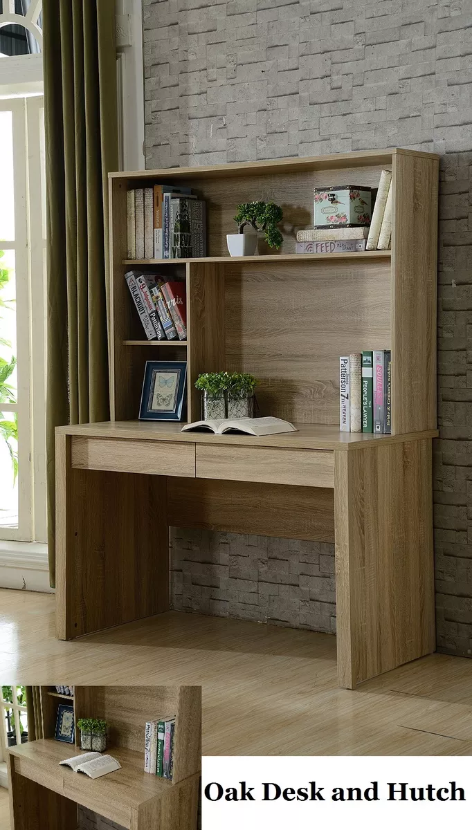 CARGO OFFICE STUDENT COMPUTER DESK HUTCH BOOKCASE 2 DRAWERS OAK