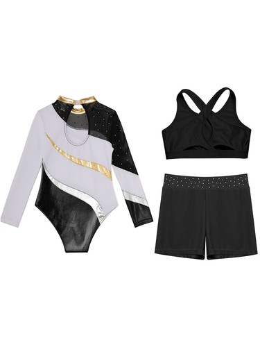 Kids Set Swimming Tracksuit Biketards Dancewear Cheerleading Unitards Training - Picture 14 of 61