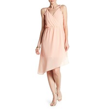 Haute Hippie Magnolia Pink Chiffon Slip Asymmetric Hem Slip Dress LG NWT $395
