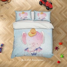3D Elephant Cartoon Kids Quilt Cover Set Duvet Cover Bedding Pillowcases