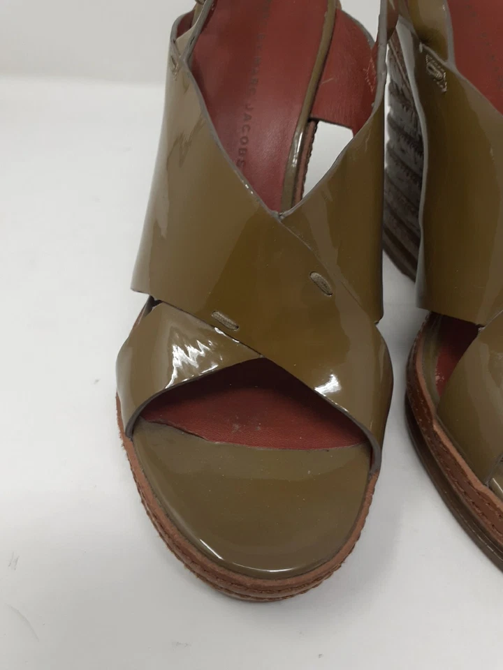 Sandalias de cuña Marc By Marc Jacobs para mujer de charol verde talla 10 Foto 3 de 4