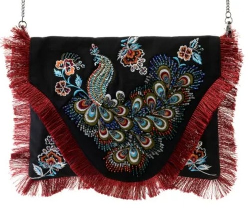 INDIGO MOON SHEILA PEACOCK EMBROIDERED SHOULDER BAGS MULTI