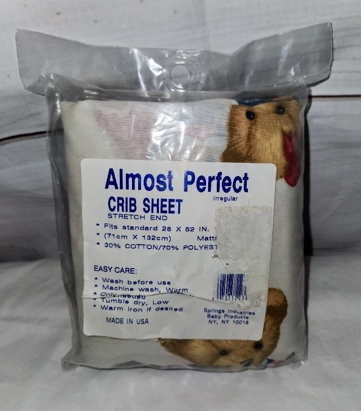 Простыня для детской кроватки Springs Industries плюшевый медведь 28x52 дюйма розовый бант панда кролик - Изображение 3 из 4