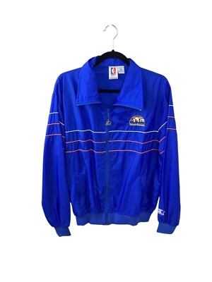 Vintage 90s Denver Nuggets Starter Star Windbreaker Full Zip Size M Retro