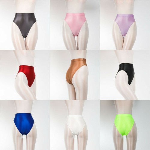 M-2XL Women Men Shiny Silky Bikini Bottoms With Buttocks GYM Leggins Oily Brief - Picture 12 of 29