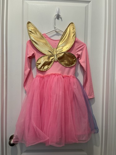 H&M Girl’s Size 6X/7 Pink Rainbow Unicorn Tutu Dress With Gold Wings - Picture 5 of 7