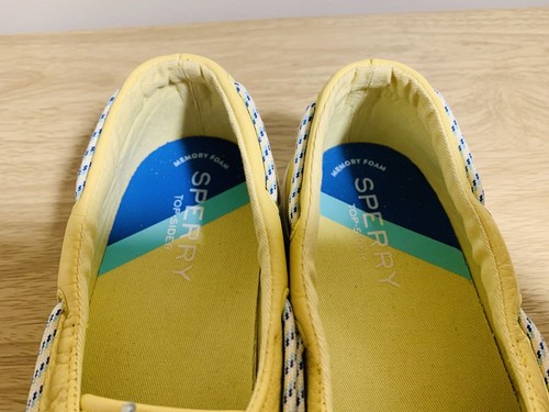 Sperry memory foam lace up woman’s leather sneaker shoes yellow NWOB size 8.5 - Picture 4 of 5
