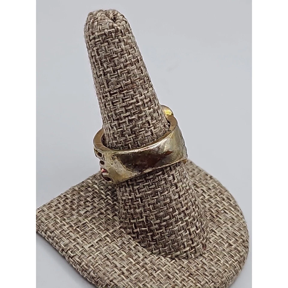 Ring Size  9 Gold  Tone  Blue plastic Stones - Image 4 of 4