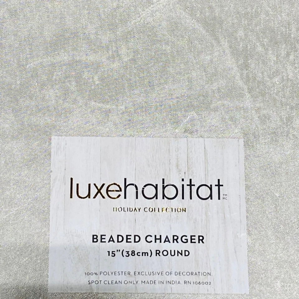 Luxehabitat Holiday Christmas 15in Silver Beaded Single Placemat Charger - Image 3 of 3