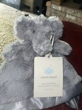 Cloud Island Lovey Plush Security Blanket Elephant Gray NWT Baby Satin 14 X 14