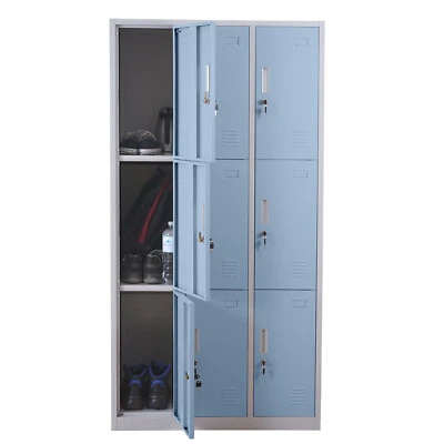 MODERNE-WOHNIDEEN Schließfach Preston T829, Schließfachschrank Wertfachschrank, 9 Fächer blau