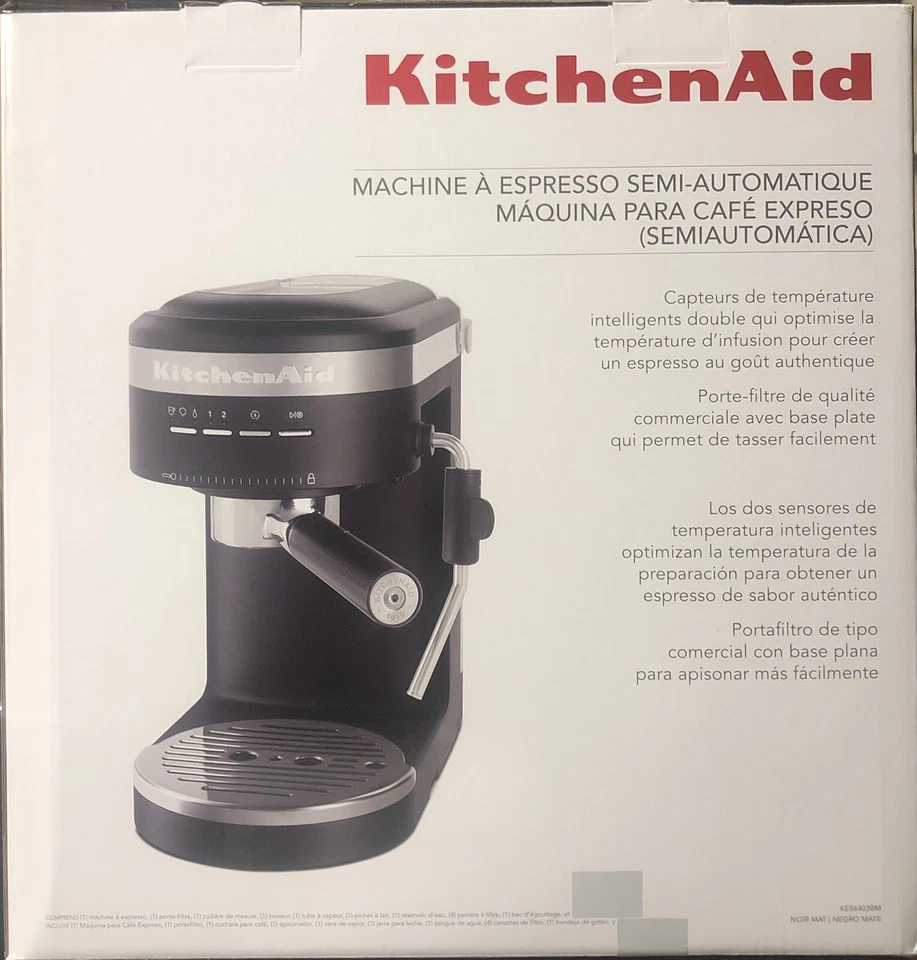 Máquina de café espresso semiautomática KitchenAid en negro mate. N I B. Foto 4 de 4